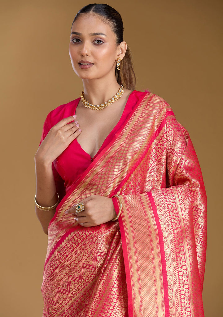 Rani Pink Zariwork (Gold) Art Silk Silk_Saree