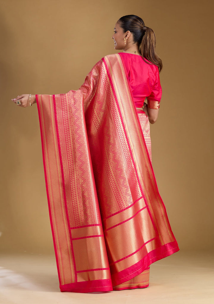 Rani Pink Zariwork (Gold) Art Silk Silk_Saree