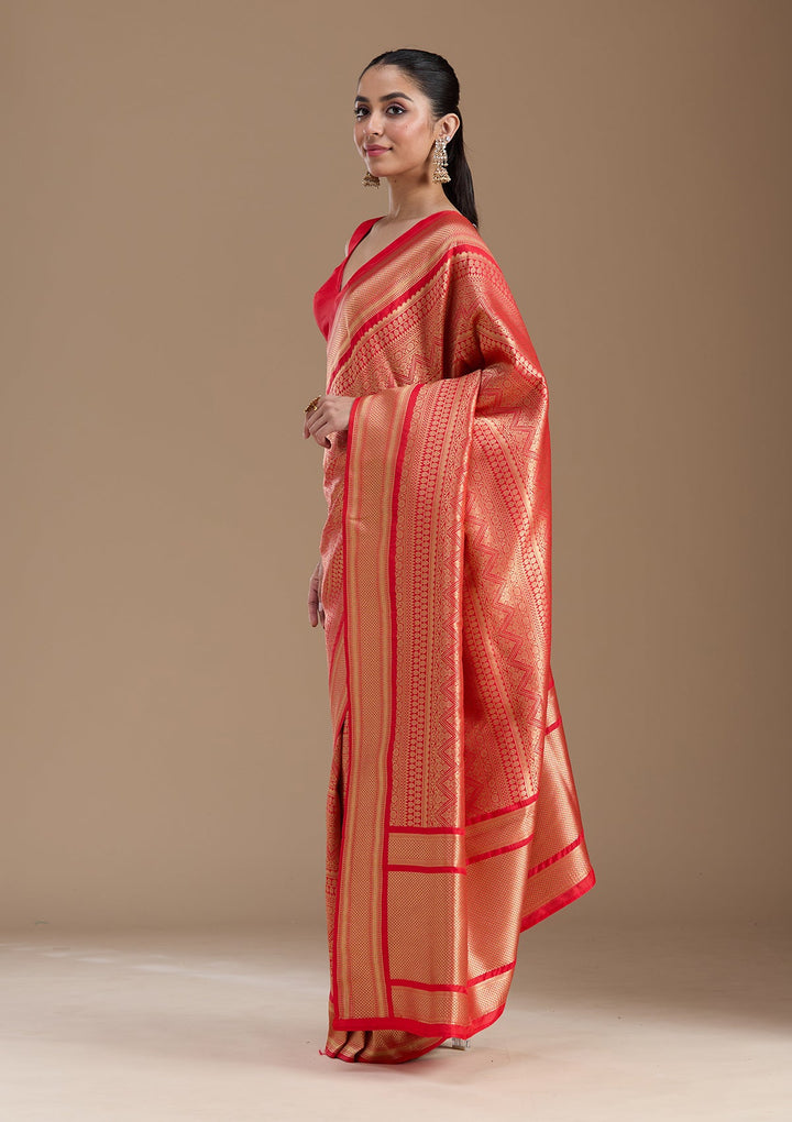 Red Zariwork Art Silk Saree-koskii