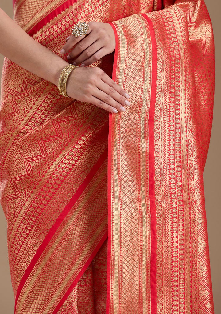 Red Zariwork Art Silk Saree-koskii