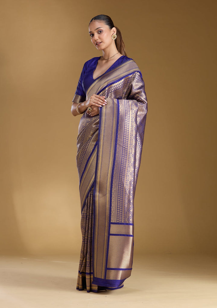 Royal Blue Zariwork (Gold) Art Silk Silk_Saree