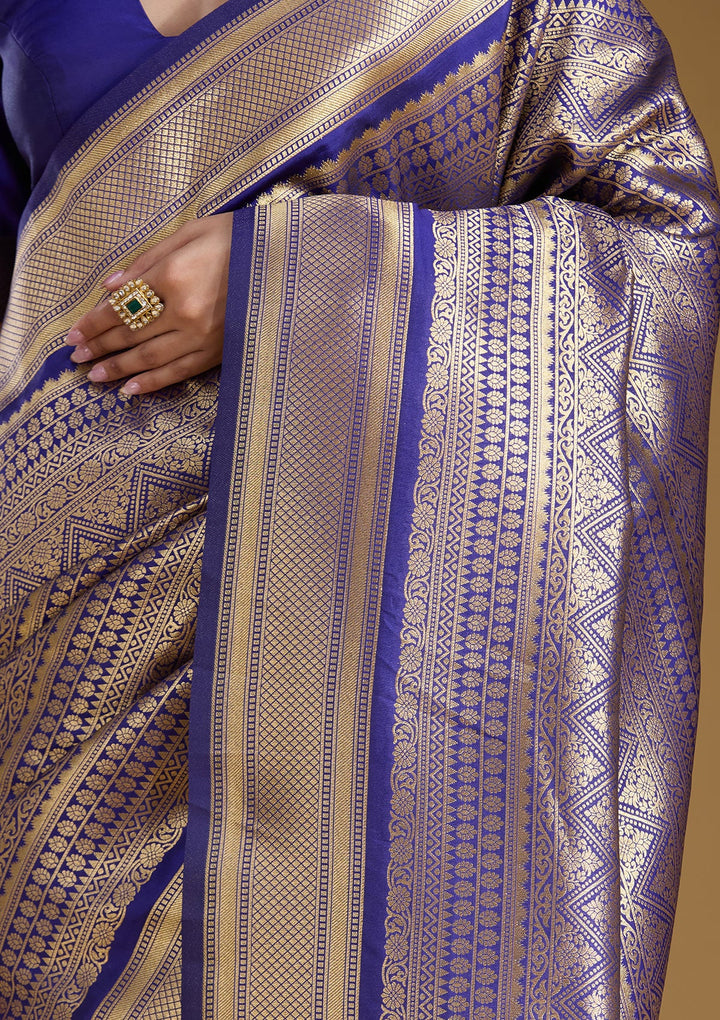 Royal Blue Zariwork (Gold) Art Silk Silk_Saree