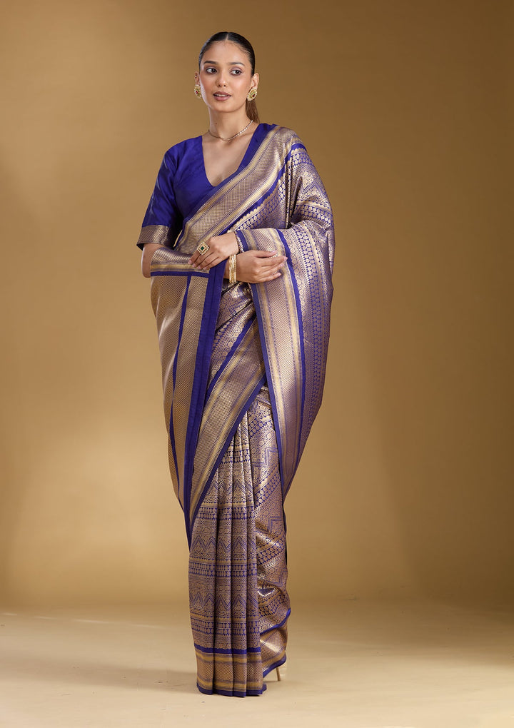 Royal Blue Zariwork (Gold) Art Silk Silk_Saree