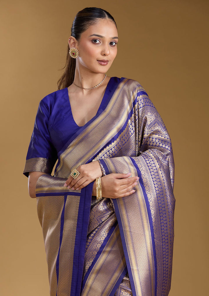 Royal Blue Zariwork (Gold) Art Silk Silk_Saree