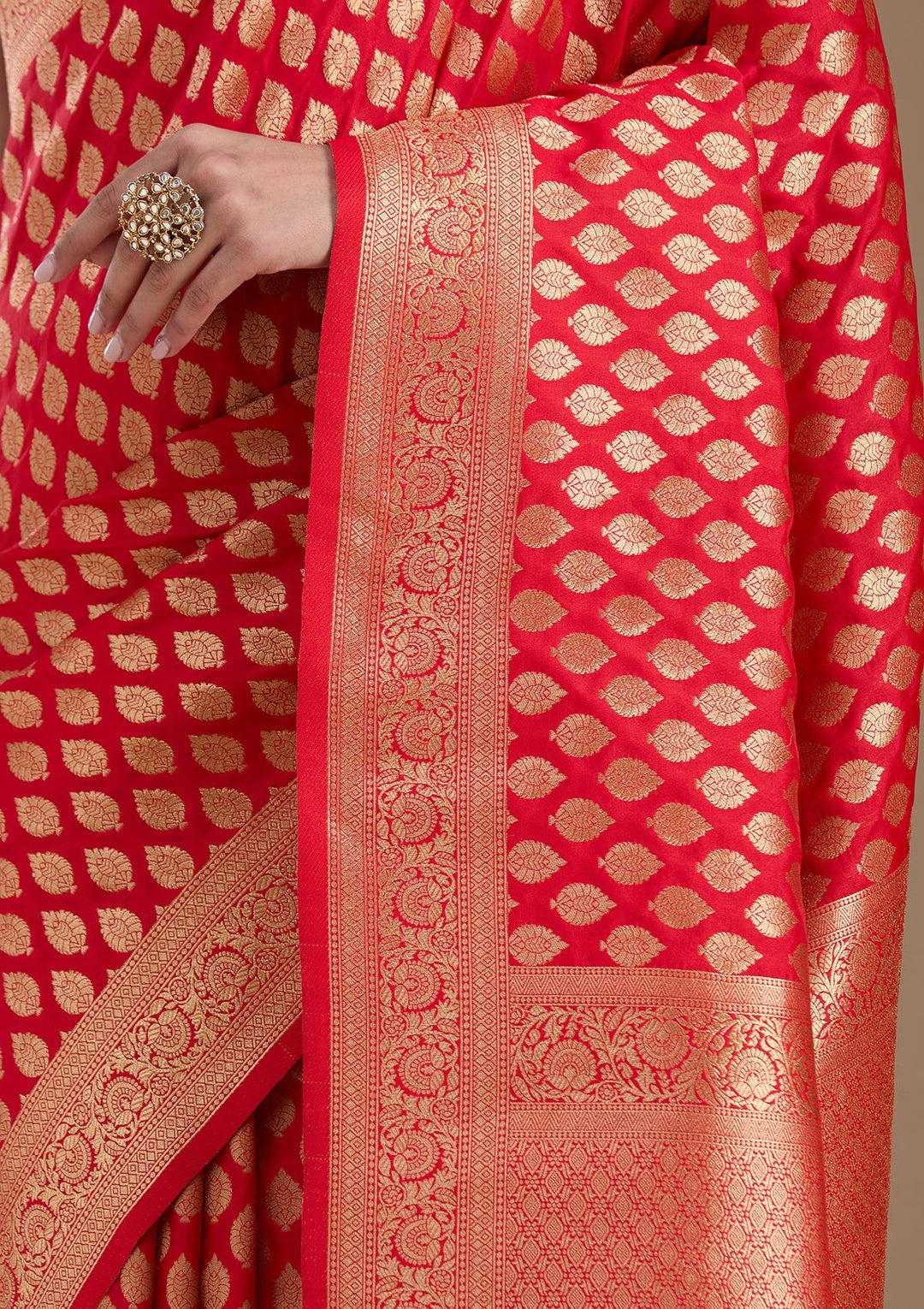 Red Zariwork Art Silk Saree-koskii