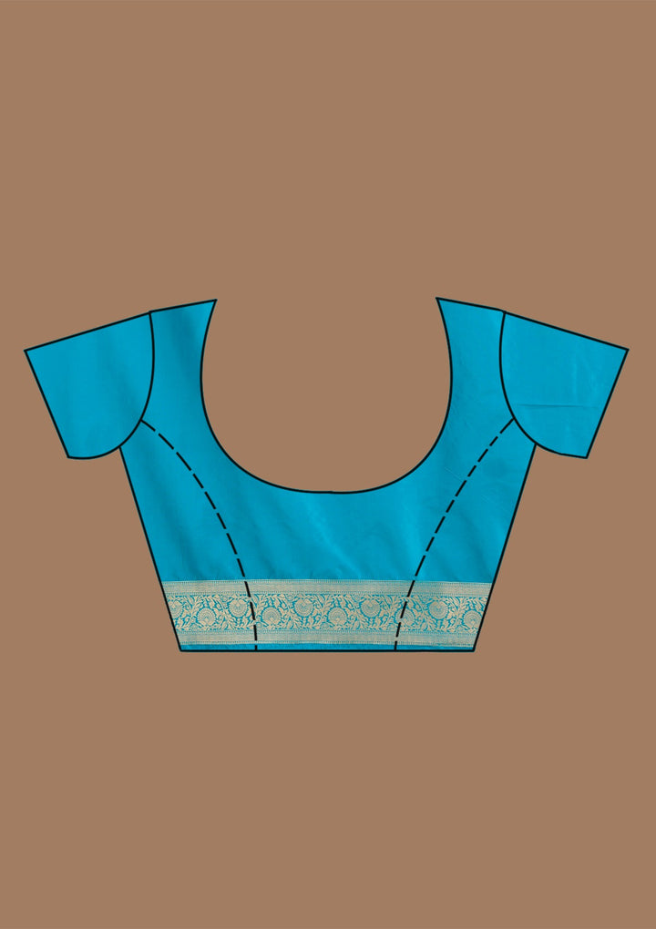 Turquoise Blue Zariwork Art Silk Saree-koskii