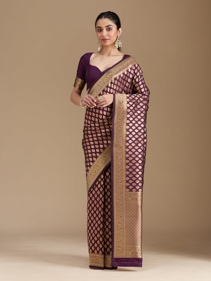 Wine Zariwork Art Silk Saree-koskii
