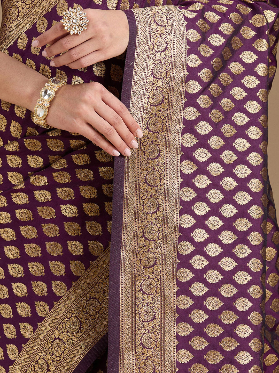 Wine Zariwork Art Silk Saree-koskii