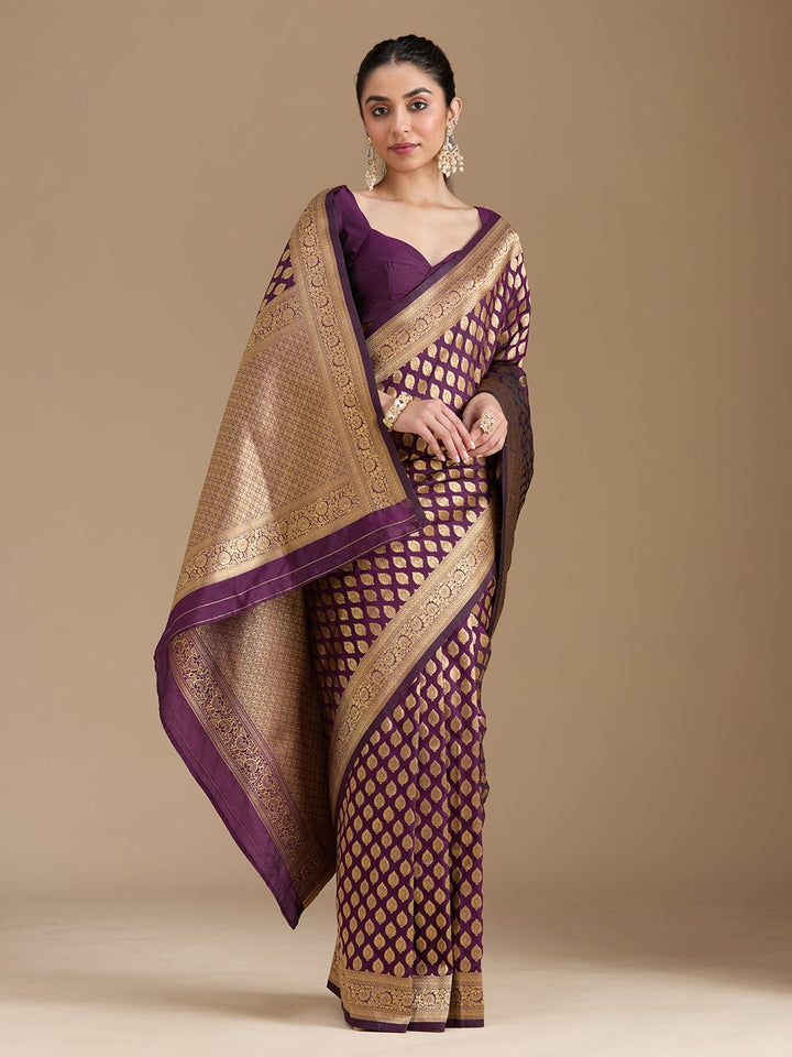 Wine Zariwork Art Silk Saree-koskii