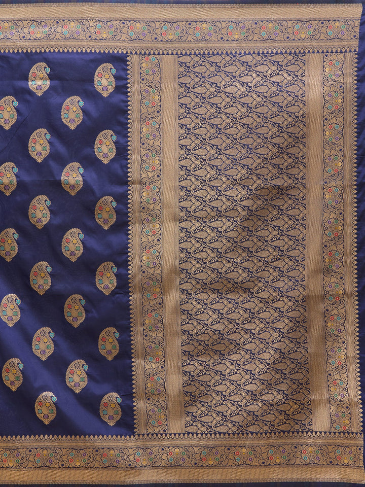 Navy Blue Zariwork Art Silk Silk_Saree