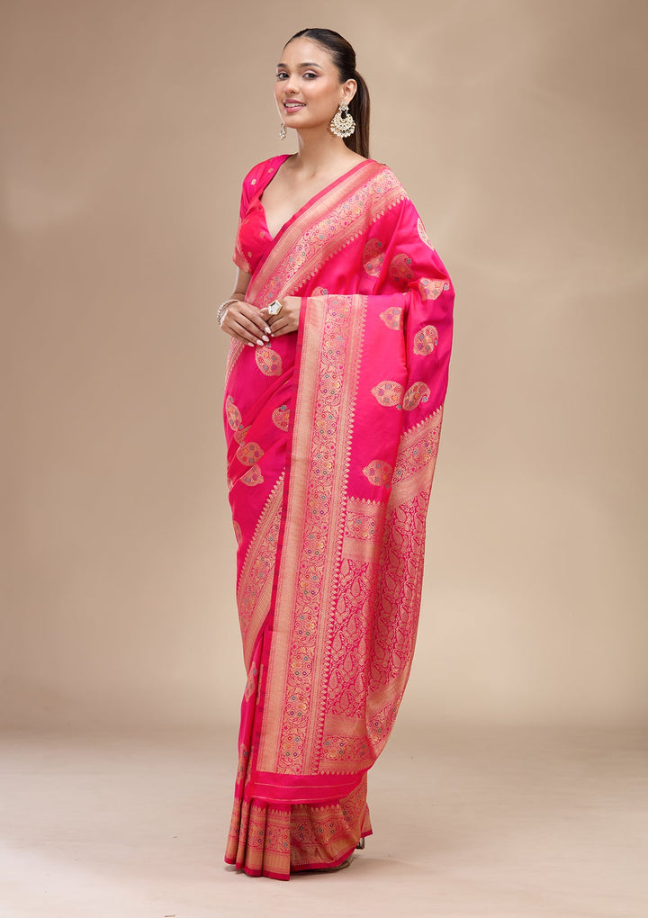 Pink Zariwork Art Silk Silk_Saree