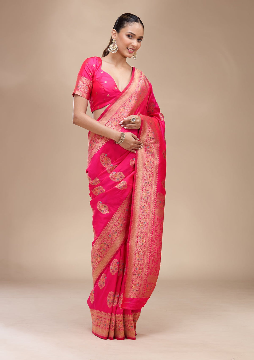 Pink Zariwork Art Silk Silk_Saree