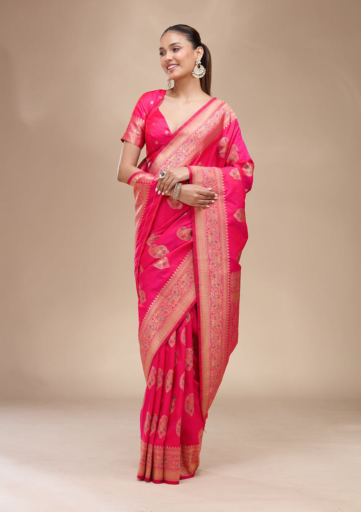 Pink Zariwork Art Silk Silk_Saree