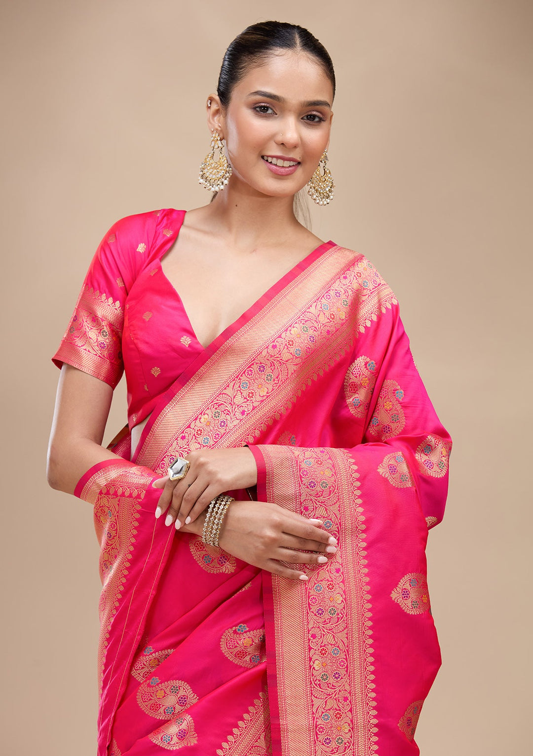 Pink Zariwork Art Silk Silk_Saree