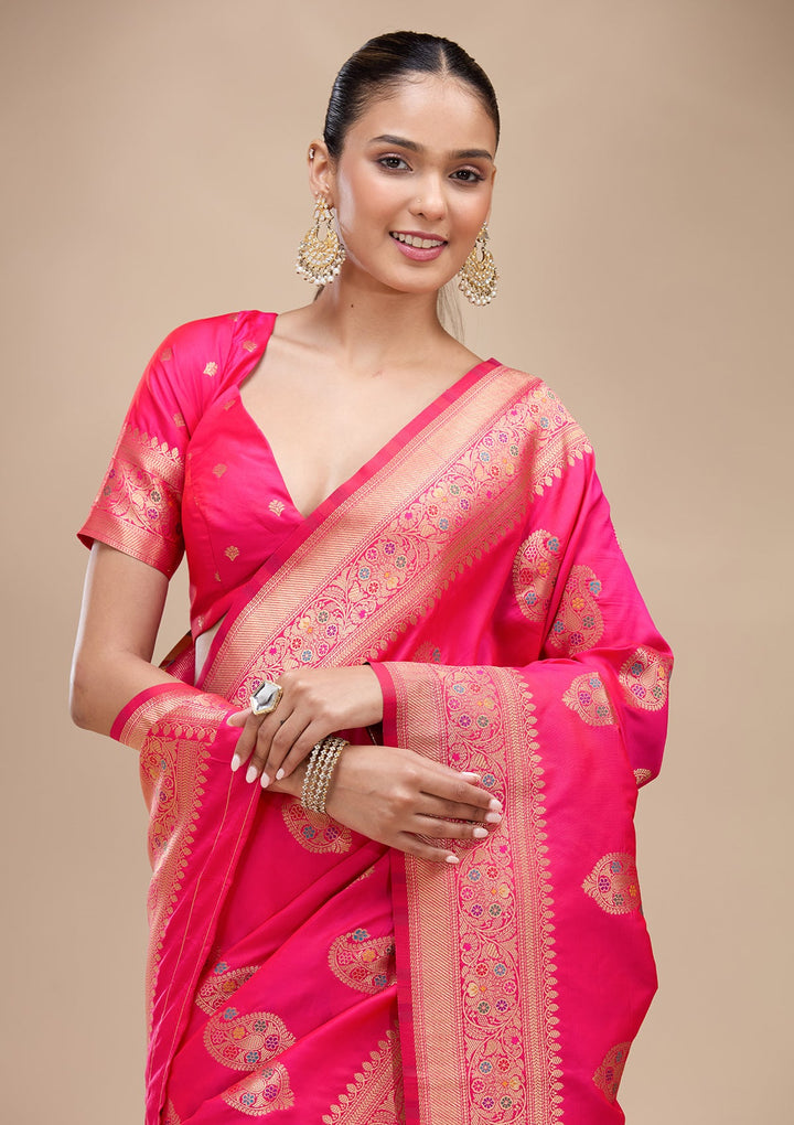 Pink Zariwork Art Silk Silk_Saree