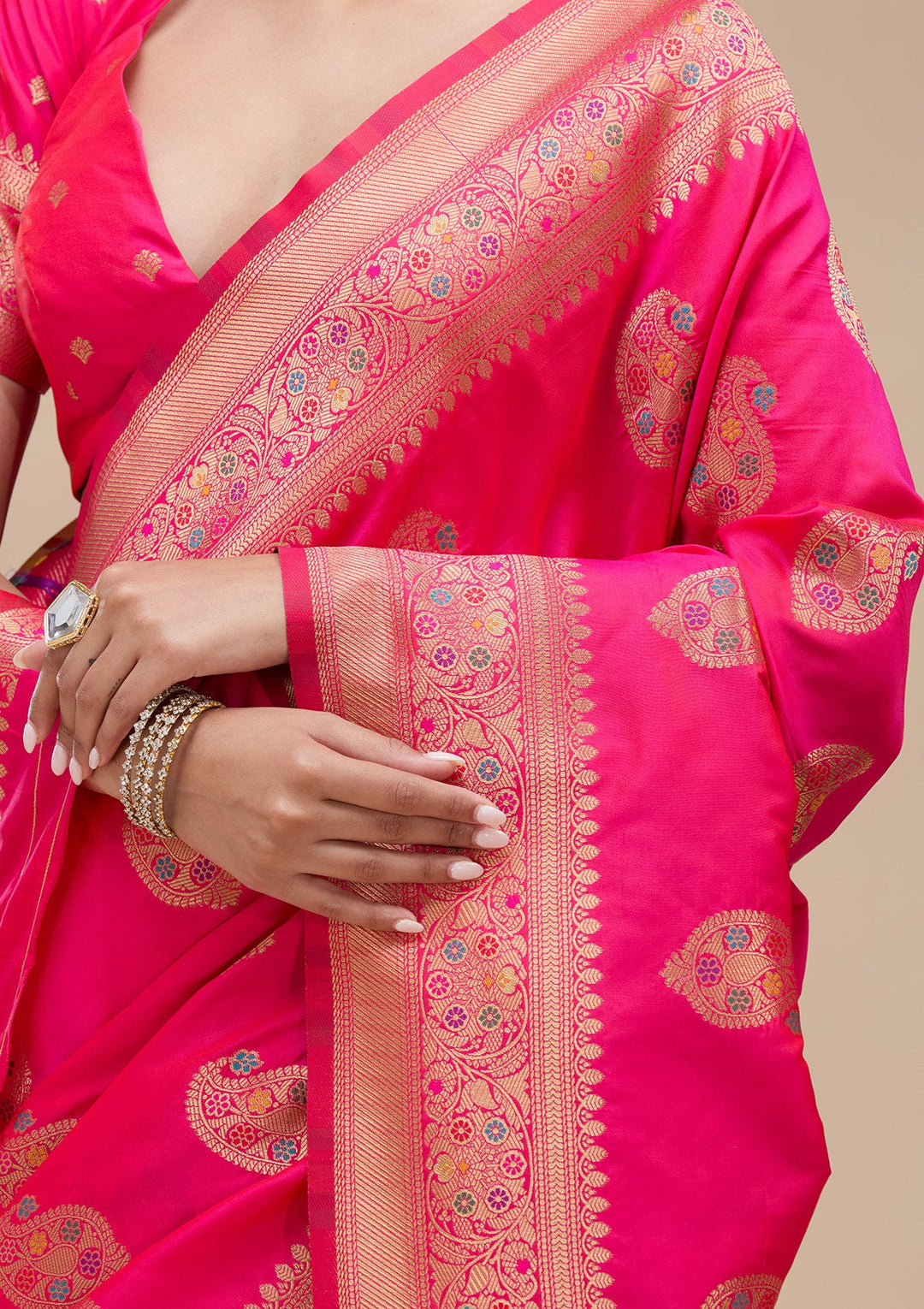 Pink Zariwork Art Silk Silk_Saree