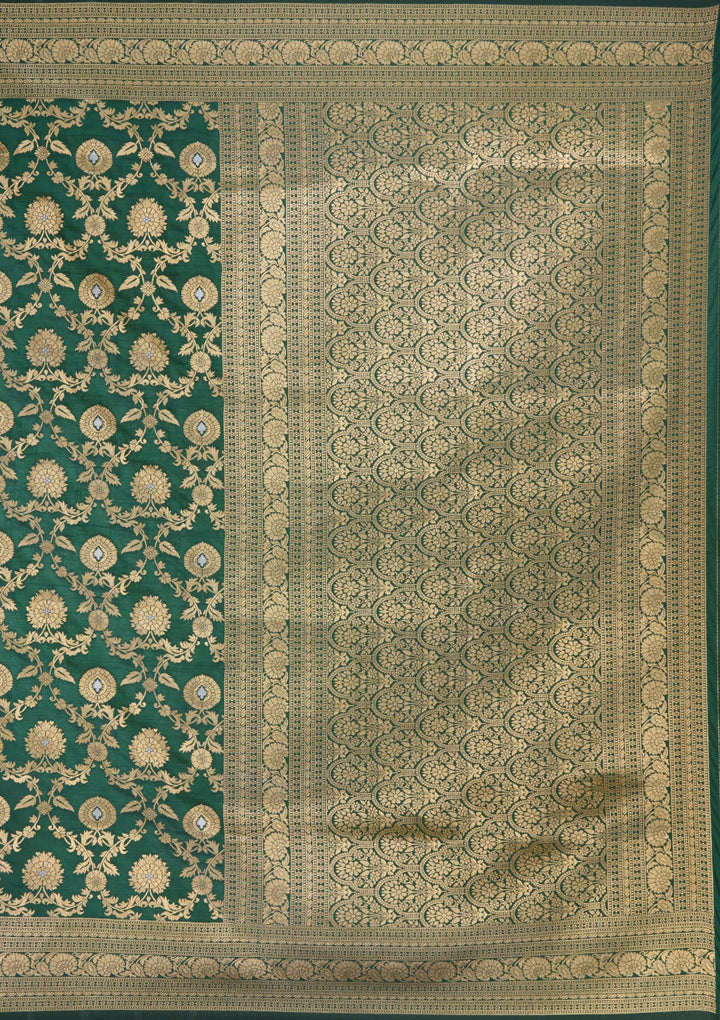 Bottle Green Zariwork (Gold) Art Silk Silk_Saree