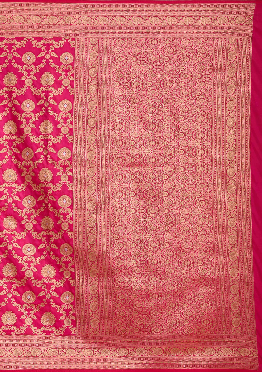 Rani Pink Zariwork Art Silk Saree-koskii