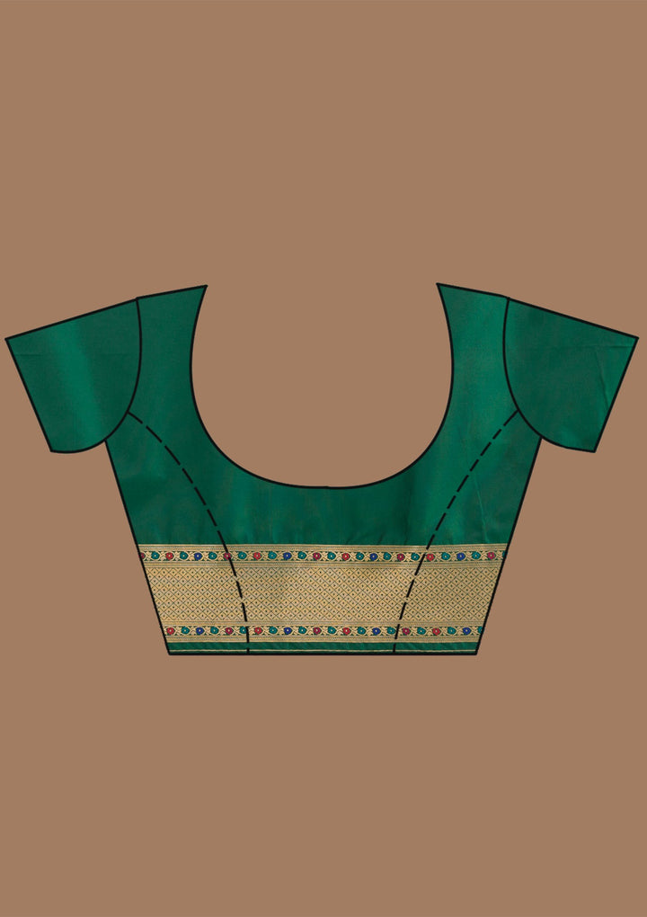 Bottle Green Zariwork Art Silk Saree-koskii