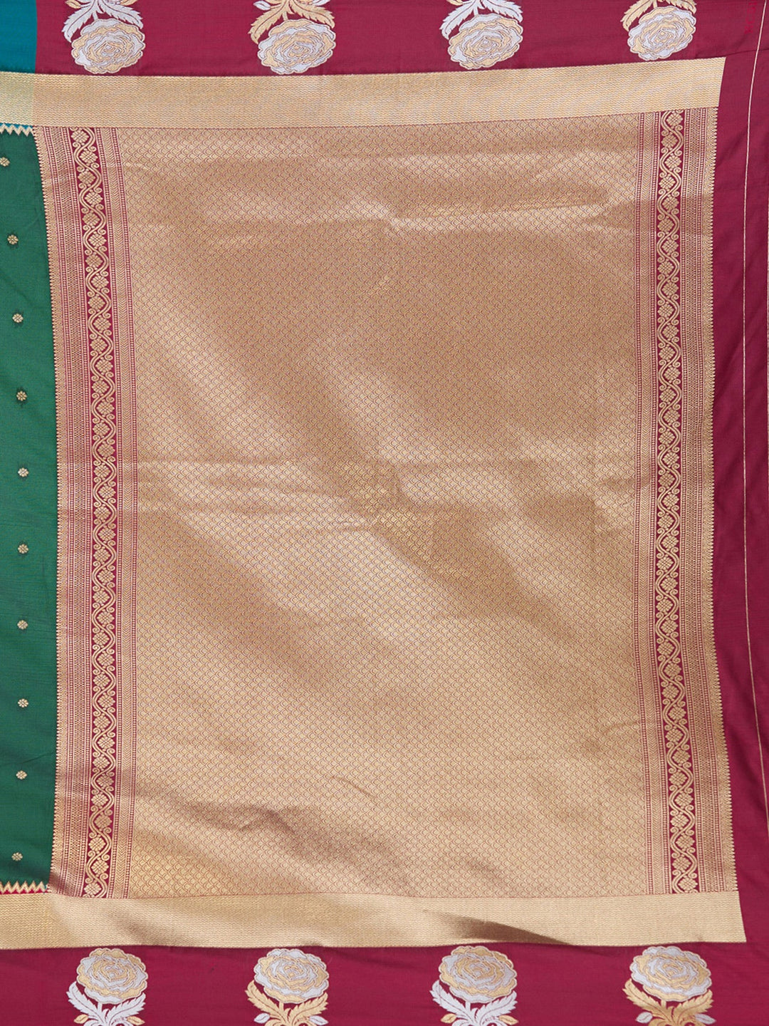 Bottle Green Zariwork Art Silk Saree-koskii