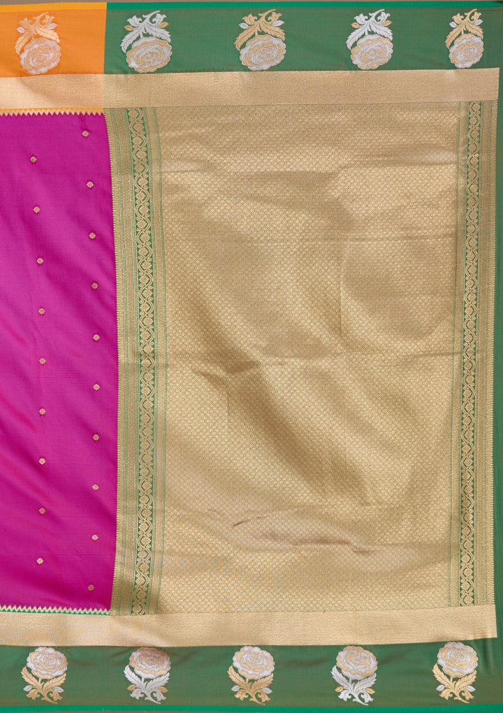 Magenta Pink Zariwork Art Silk Saree-koskii