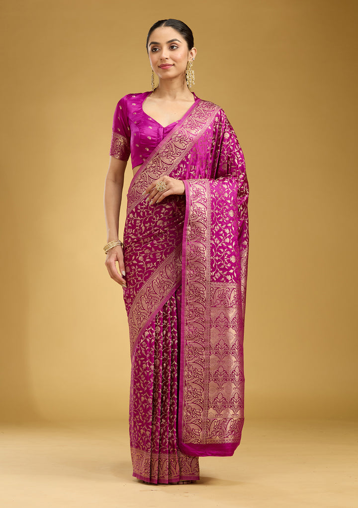 Violet Zariwork (Gold) Art Silk Silk Saree