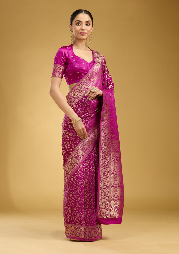 Violet Zariwork (Gold) Art Silk Silk Saree