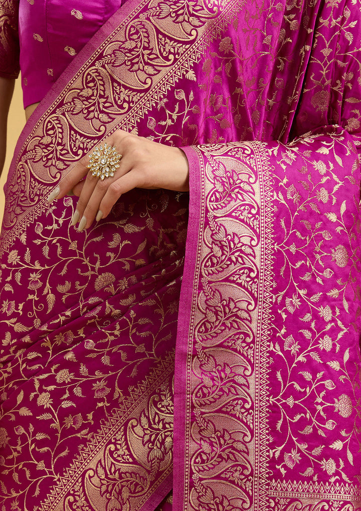 Violet Zariwork (Gold) Art Silk Silk Saree
