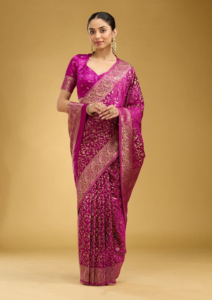Violet Zariwork (Gold) Art Silk Silk Saree