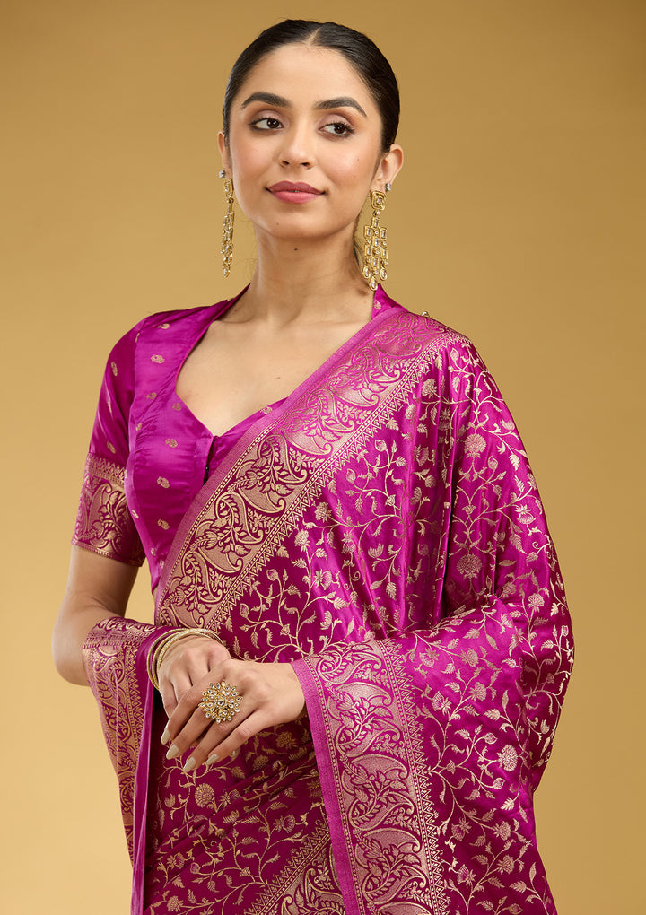 Violet Zariwork (Gold) Art Silk Silk Saree