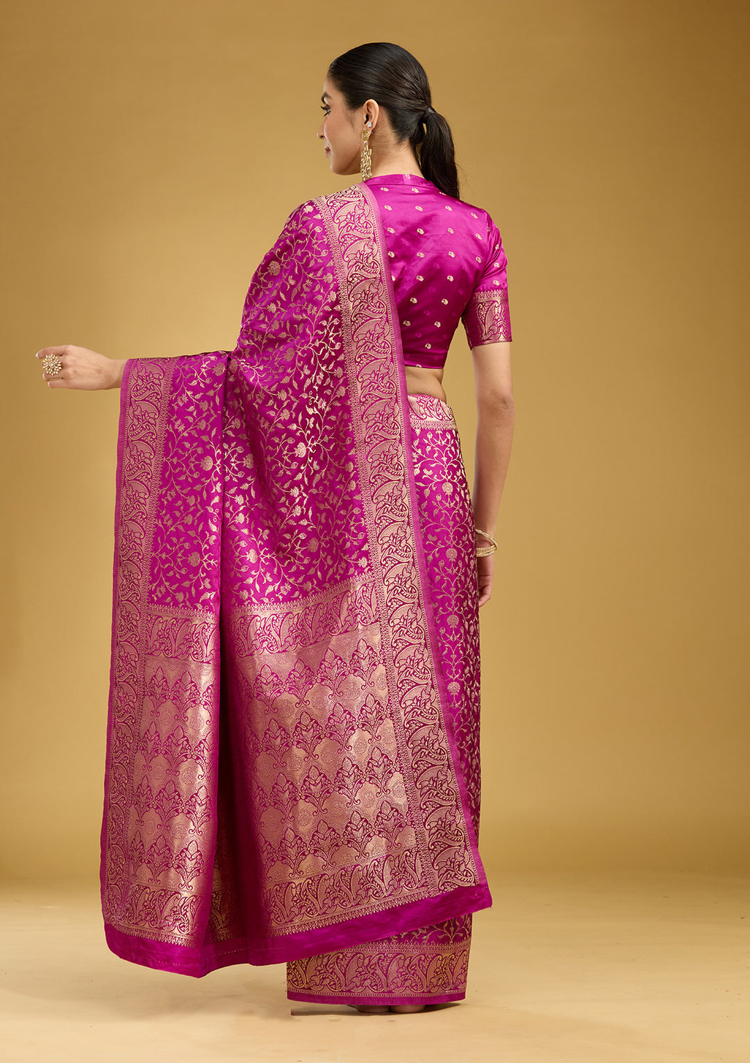 Violet Zariwork (Gold) Art Silk Silk Saree