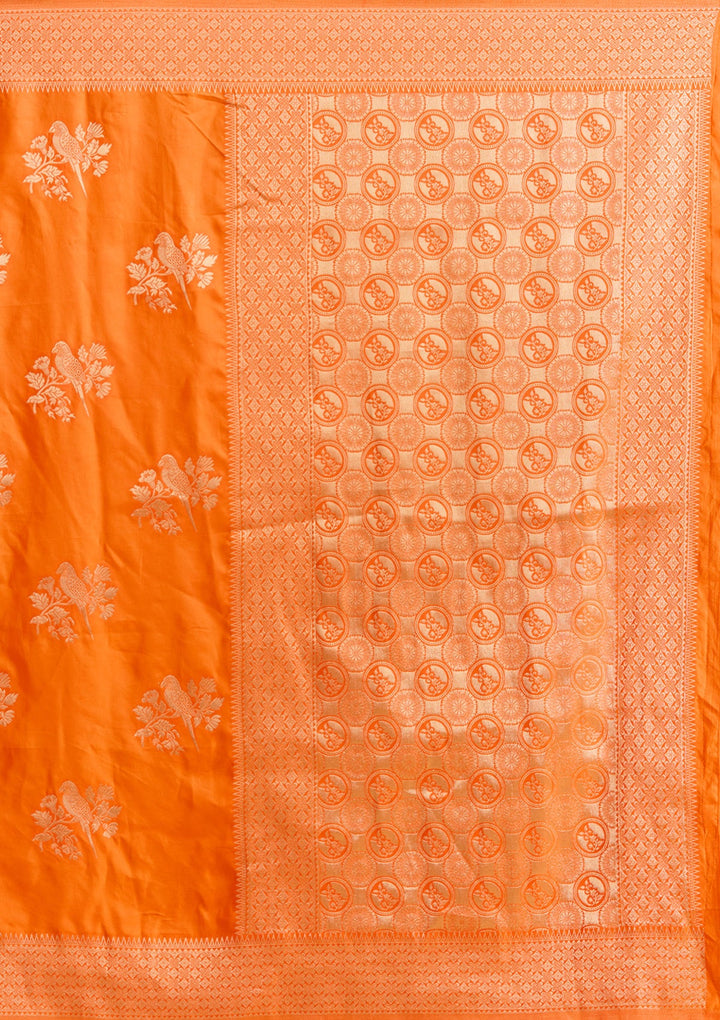 Orange Zariwork Art Silk Saree
