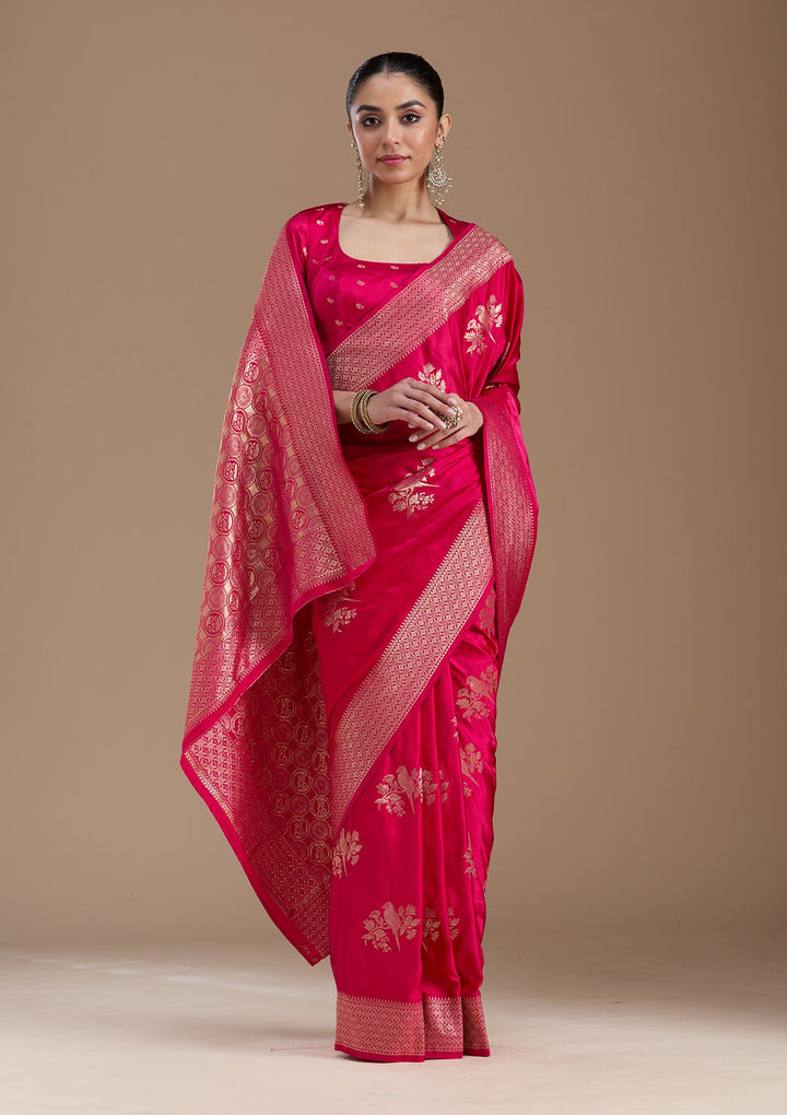 Pink Zariwork Art Silk Saree-koskii
