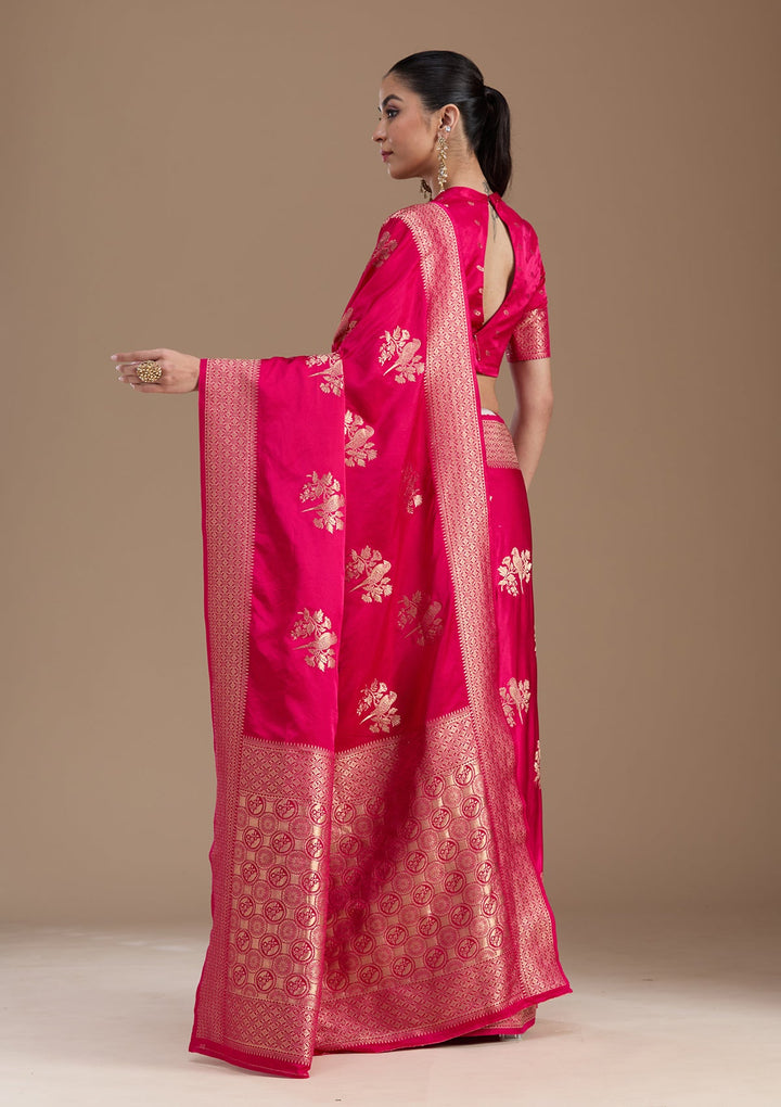 Pink Zariwork Art Silk Saree-koskii