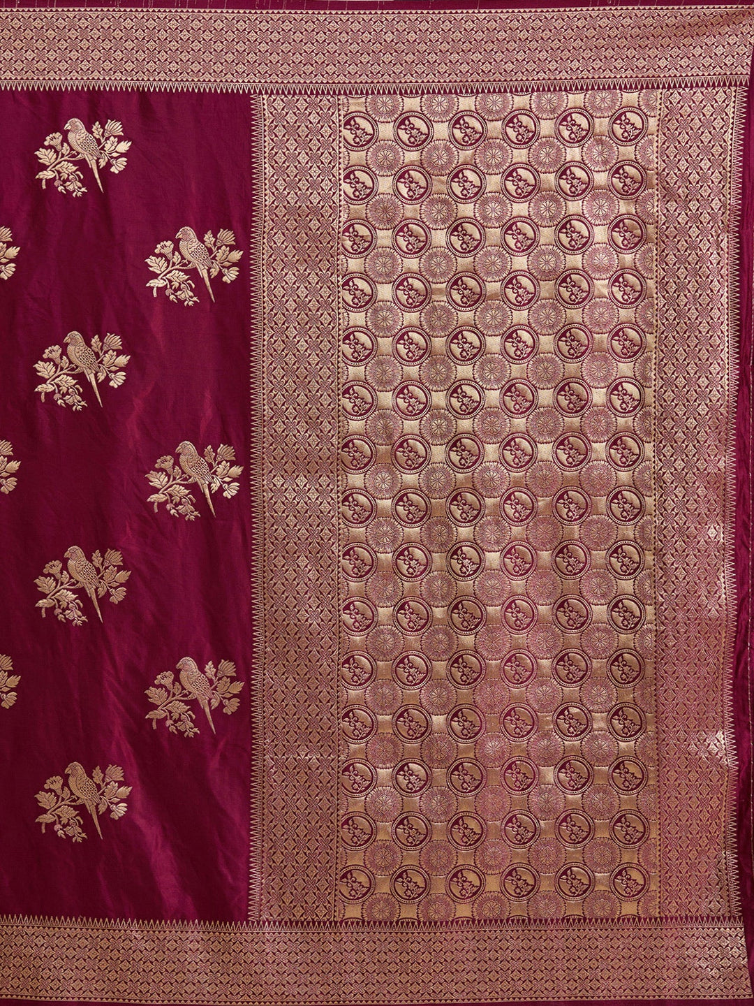 Wine Zariwork Art Silk Saree-koskii