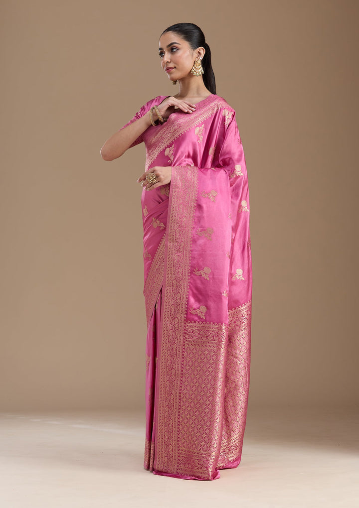 Baby Pink Zariwork Art Silk Saree-koskii