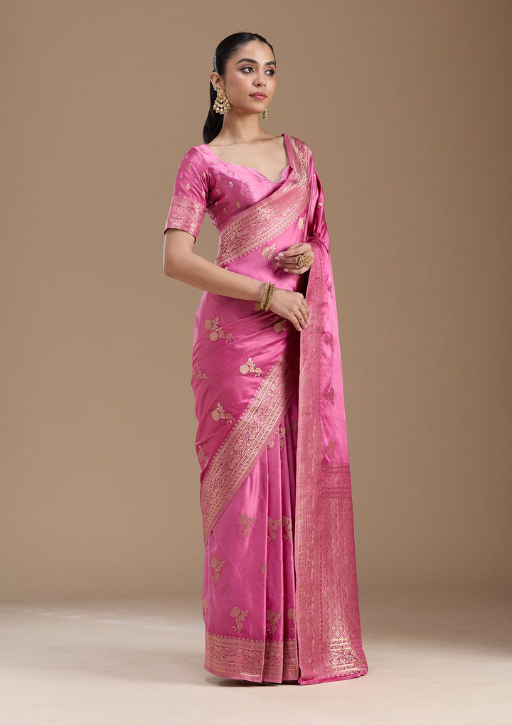 Baby Pink Zariwork Art Silk Saree-koskii