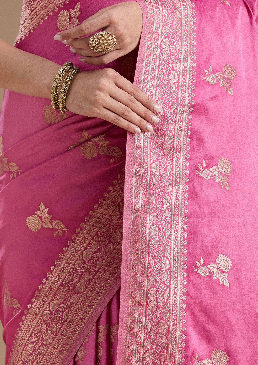 Baby Pink Zariwork Art Silk Saree-koskii