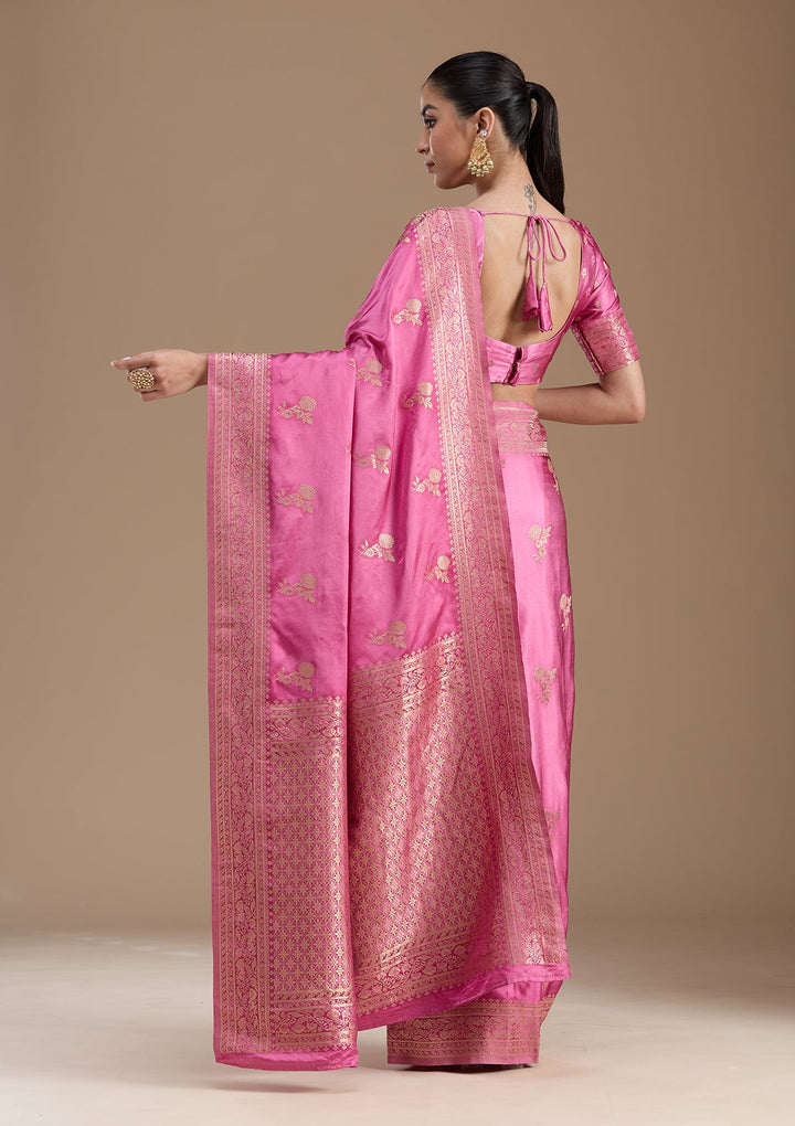Baby Pink Zariwork Art Silk Saree-koskii