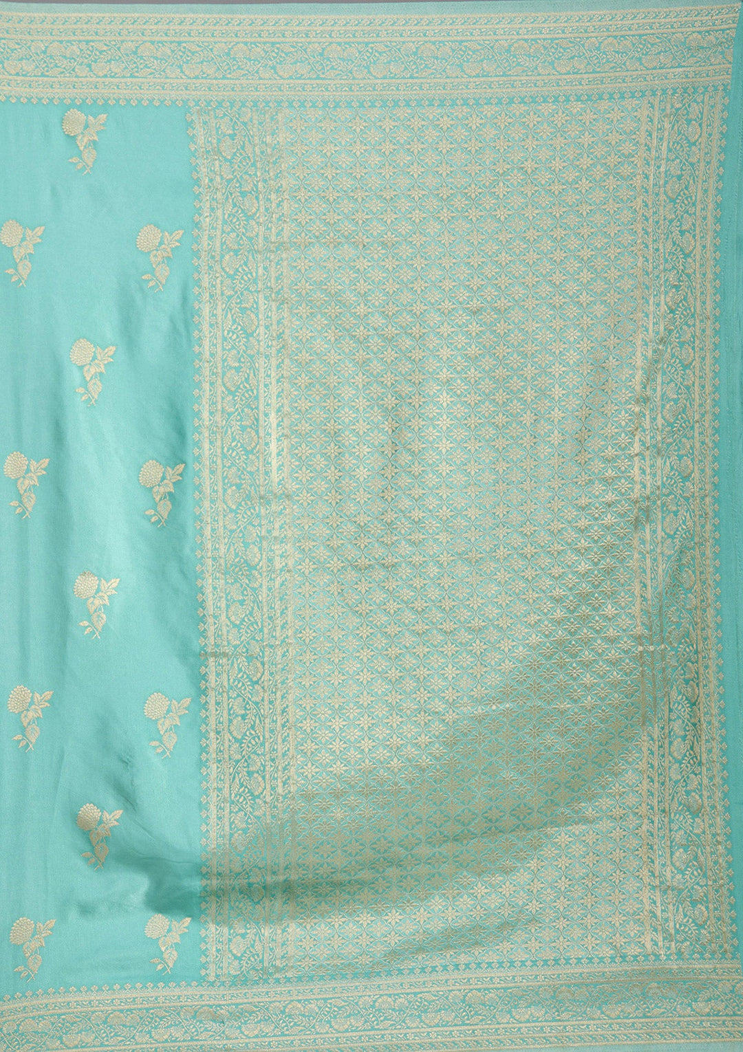 Sky Blue Zariwork Art Silk Saree-koskii