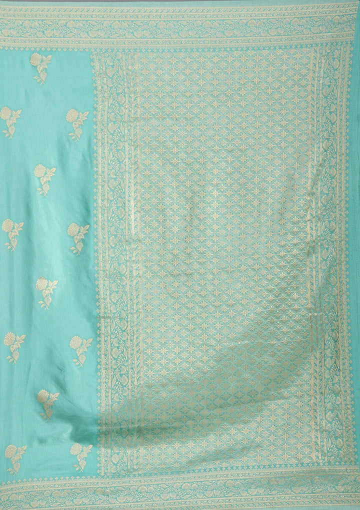 Sky Blue Zariwork Art Silk Saree-koskii