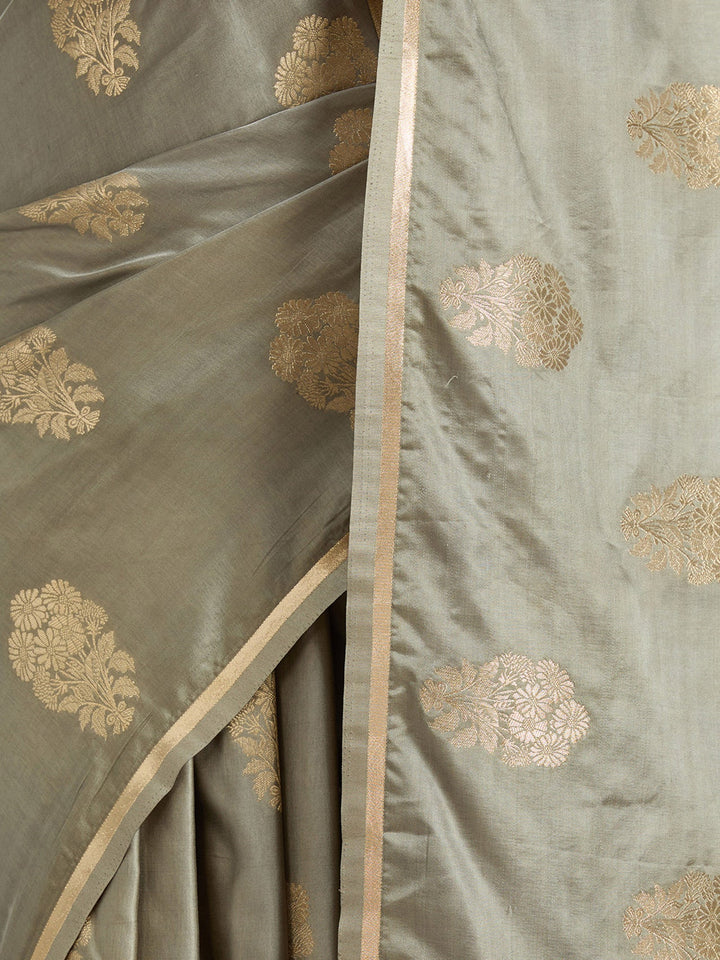 Grey Zariwork Art Silk Saree-koskii