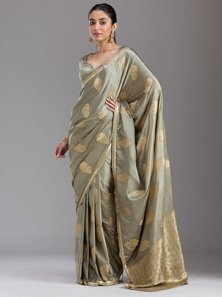 Grey Zariwork Art Silk Saree-koskii