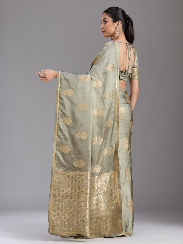 Grey Zariwork Art Silk Saree-koskii