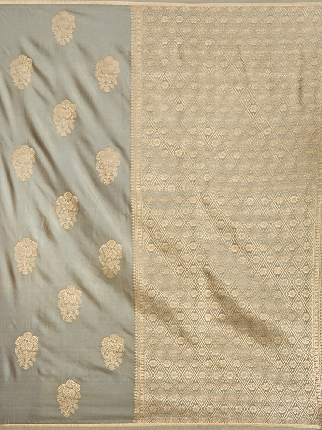 Grey Zariwork Art Silk Saree-koskii
