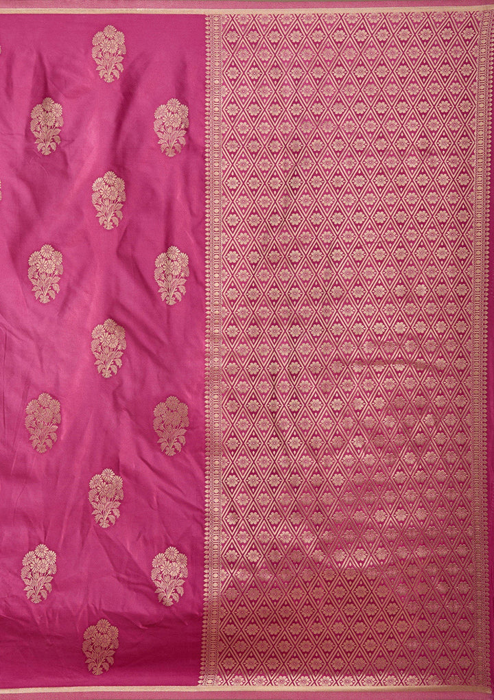 Onion Pink Zariwork Art Silk Saree-koskii
