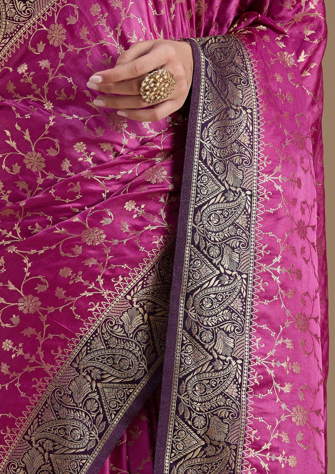 Dark Lavender Zariwork Art Silk Saree-koskii