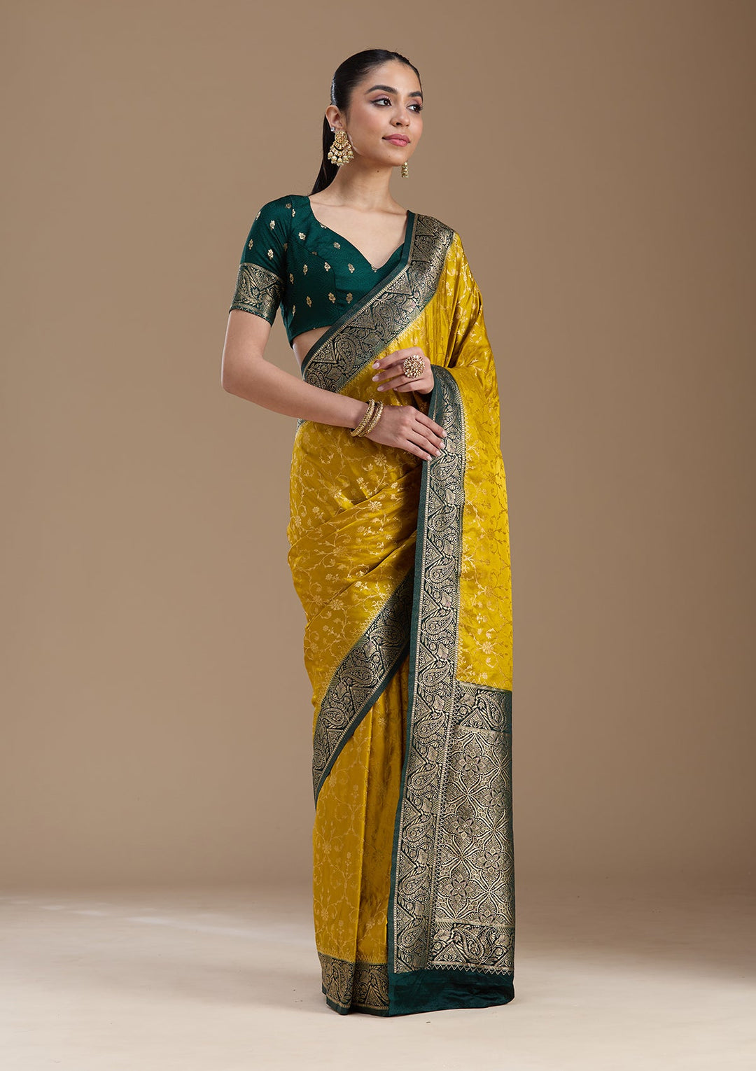 Gold Zariwork Art Silk Saree-koskii