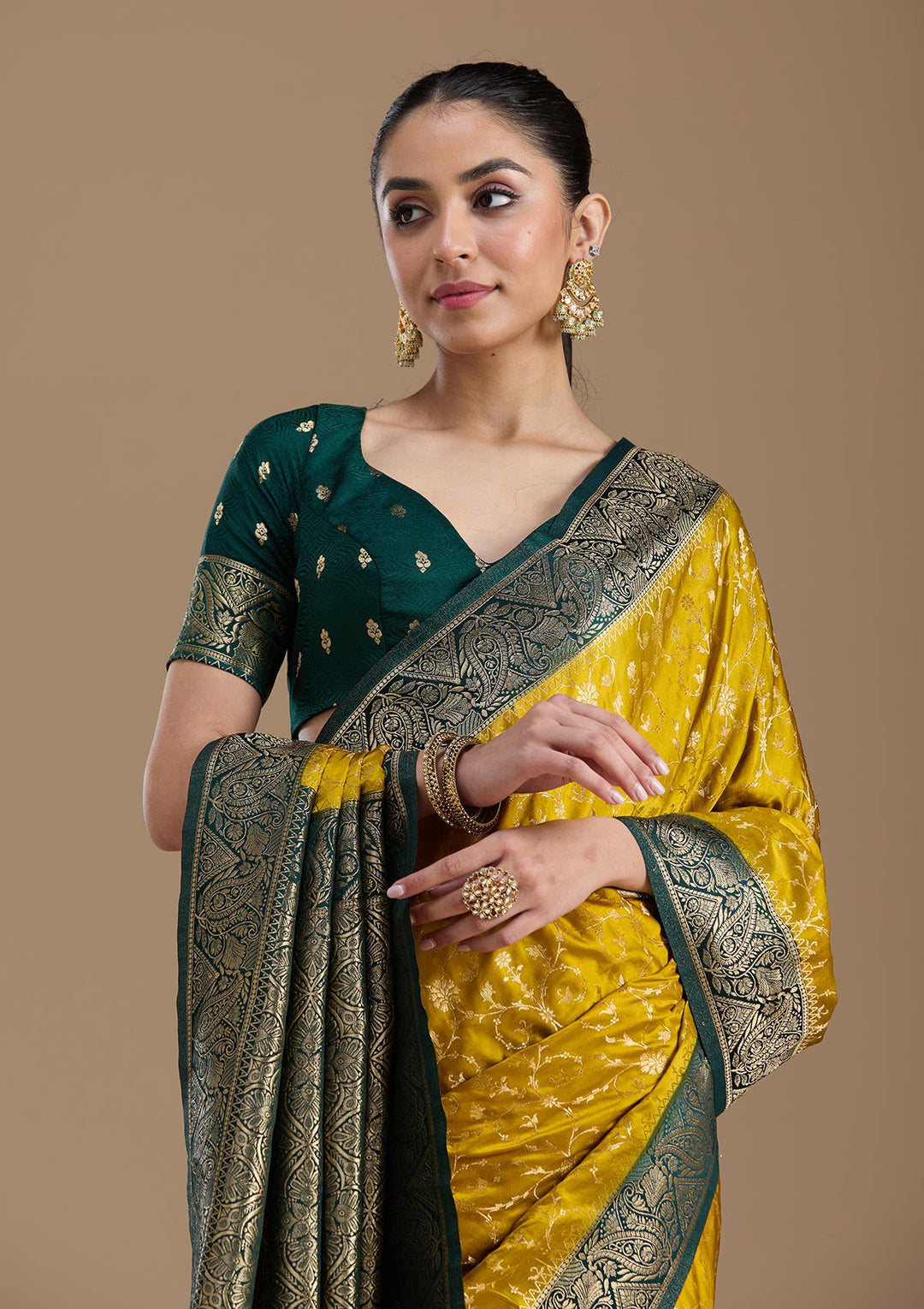 Gold Zariwork Art Silk Saree-koskii