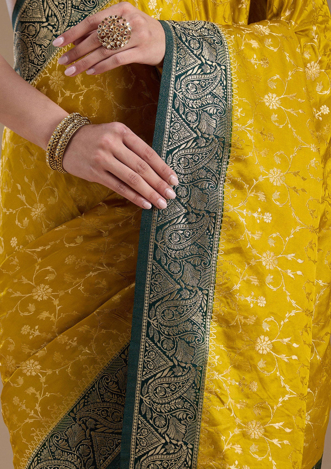 Gold Zariwork Art Silk Saree-koskii
